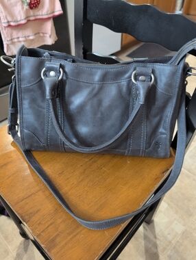 FRYE Original Melissa Washed Leather Satchel  Shoulder Bag Dark Gray Gently Used